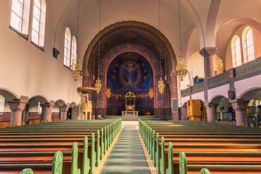 Göteborg, İsveç - 14 Nisan 2017: Inside Vasa kilise Gothenburg, İsveç