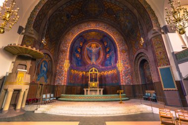 Göteborg, İsveç - 14 Nisan 2017: Inside Vasa kilise Gothenburg, İsveç