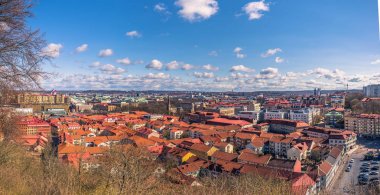 Göteborg, İsveç - 14 Nisan 2017: Gothenburg eski şehir panoraması