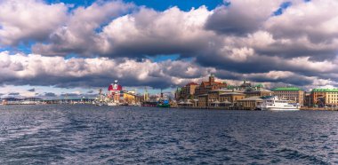 Göteborg, İsveç - 14 Nisan 2017: Gothenburg sahil Panoraması
