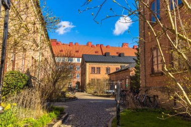 Göteborg, İsveç - 14 Nisan 2017: Haga Gothenburg, İsveç'in eski şehir bölgesinde