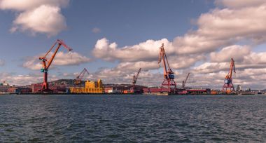 Göteborg, İsveç - 14 Nisan 2017: Harbor Gothenburg, İsveç