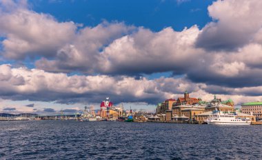 Göteborg, İsveç - 14 Nisan 2017: Gothenburg sahil Panoraması