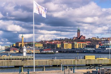 Göteborg, İsveç - 14 Nisan 2017: Gothenburg sahil Panoraması