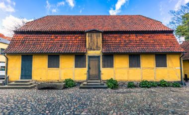 Odense, Danimarka - 29 Nisan 2017: Eski kasaba Odense