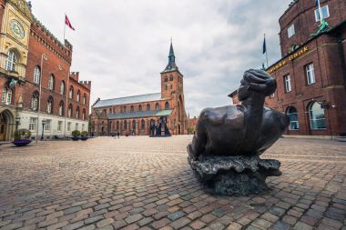 Odense, Danimarka - 29 Nisan 2017: Odense şehir merkezi