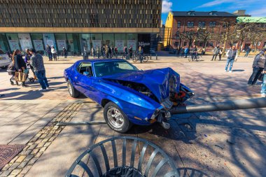 Odense, Danimarka - 29 Nisan 2017: Odense bir trafik kazası sonrasında
