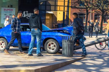 Odense, Danimarka - 29 Nisan 2017: Odense bir trafik kazası sonrasında