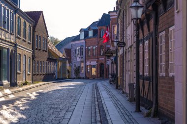 Ribe, Danimarka - 30 Nisan 2017: Eski kasaba Ribe