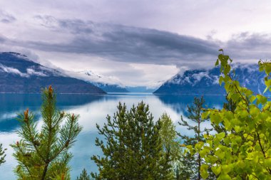 Norveç - 14 Mayıs 2017: Panorama Sogn og Fjordane, Norveç