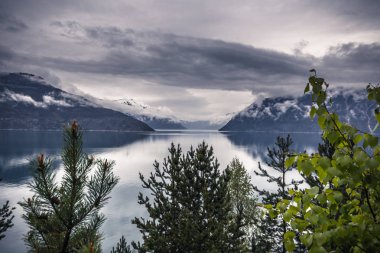 Norveç - 14 Mayıs 2017: Panorama Sogn og Fjordane, Norveç