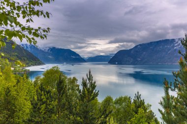 Norveç - 14 Mayıs 2017: Panorama Sogn og Fjordane, Norveç