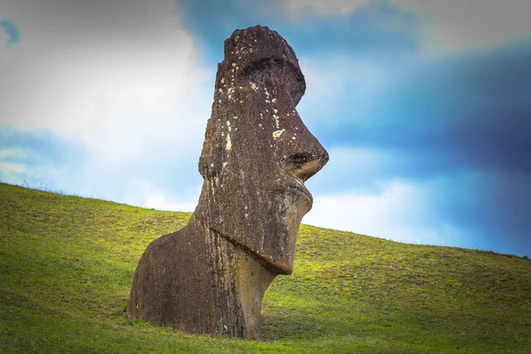 RANU Raraku, Paskalya Adası - 10 Temmuz 2017: Ranu Moai heykelleri