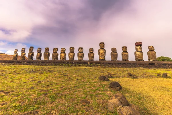 Ahu Tongariki, Easter Island - July 10, 2017: Moai altar of Tongariki