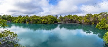 Galapagos Adaları - 24 Ağustos 2017: Lagün peyzaj 