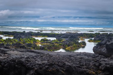 Galapagos Adaları - 26 Ağustos 2017: Peyzaj lav tünelleri Isabela Adası, Galapagos Adaları, Ekvador