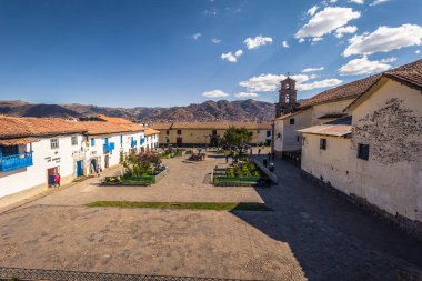 Cusco, Peru - 01 Ağustos 2017: Cusco eski kasaba meydanında, 