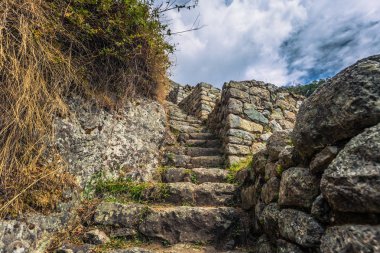 Inca Trail, Peru - 03 Ağustos 2017: Winay Wayna Inca Trail, Peru Tarih antik kalıntıları