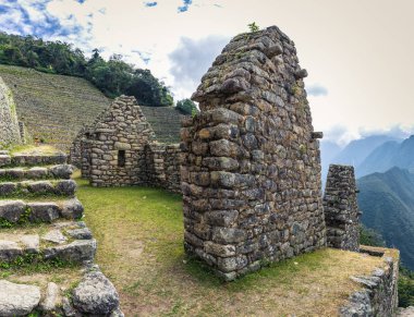 Inca Trail, Peru - 03 Ağustos 2017: Winay Wayna antik kalıntıları