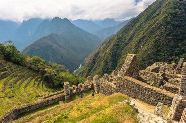 Inca Trail, Peru - 03 Ağustos 2017: Winay Wayna antik kalıntıları