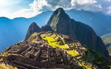 Machu Picchu, Peru - August 03, 2017: Panorama of Machu Picchu,  clipart