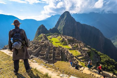 Machu Picchu, Peru - 03 Ağustos 2017: Machu Pic antik kalıntıları