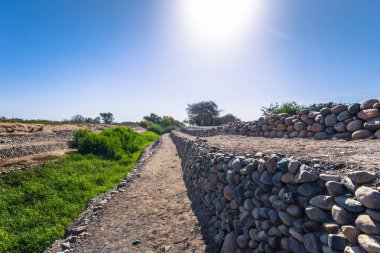 Nazca, Peru - 13 Ağustos 2017: Nazca, Peru'daki antik kalıntılar