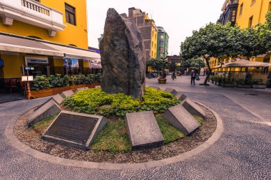Lima, Peru - 15 Ağustos 2017: Eski şehir Lima, Peru, anıt