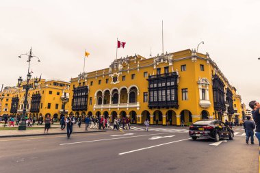 Lima, Peru - 15 Ağustos 2017: Lima, Peru, tarihi merkez