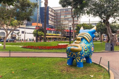 Lima, Peru - 16 Ağustos 2017: Bahçe Mahallesi'nde Miraflores, Lima, Peru