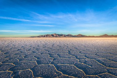 Manzara Uyuni tuz daireler, gündoğumu, Bolivya