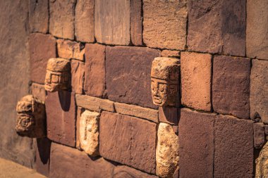 Tiwanaku - 27 Temmuz 2017: Tiwanaku Antik şehir kalıntıları,