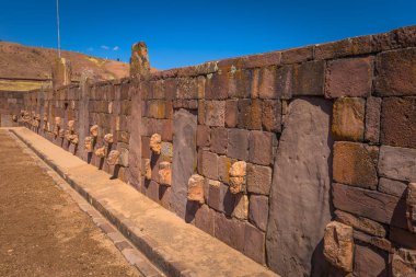 Tiwanaku - 27 Temmuz 2017: Tiwanaku Antik şehir kalıntıları,