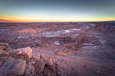 Atacama Çölü, Şili - gün batımı, and Dağları'nın peyzaj 