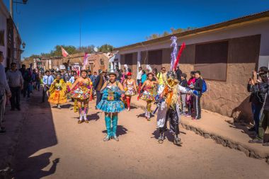 San Pedro de Atacama, Chile - 16 Temmuz 2017: geleneksel geçit töreni 