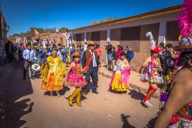 San Pedro de Atacama, Chile - 16 Temmuz 2017: geleneksel geçit töreni 