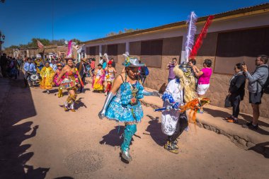 San Pedro de Atacama, Chile - 16 Temmuz 2017: geleneksel geçit töreni 