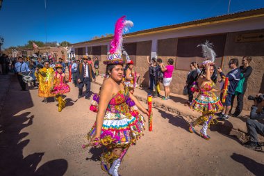 San Pedro de Atacama, Chile - 16 Temmuz 2017: geleneksel geçit töreni 