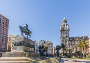 Montevideo - July 02, 2017: Palacio Salvo in the center of the c clipart