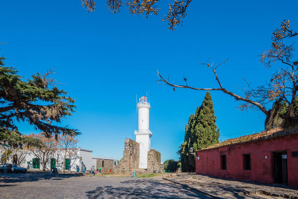 Colonia Del Sacramento - July 02, 2017: Lighthouse of Colonia De