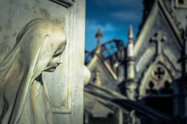 Buenos Aires - 01 Temmuz 2017: Dini heykel Recoleta c