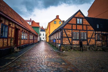 Ystad - 22 Ekim 2017: Ystad şehrin tarihi merkezi ben