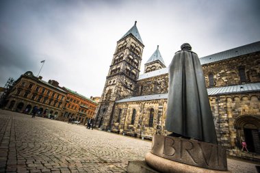 Lund - 21 Ekim 2017: Gotik Katedrali, Lund, İsveç