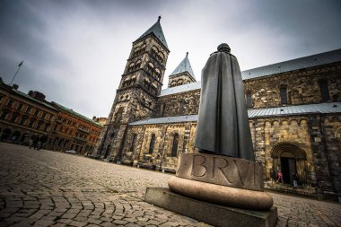 Lund - 21 Ekim 2017: Gotik Katedrali, Lund, İsveç