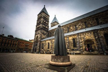 Lund - 21 Ekim 2017: Gotik Katedrali, Lund, İsveç