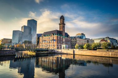 Malmö - 22 Ekim 2017: Malmo, İsveç'in tarihi merkez