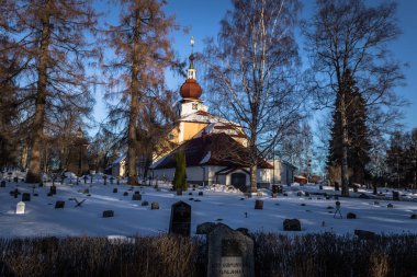 Leksand - 30 Mart 2018: Dalarna, İsveç Leksand kasaba kilise
