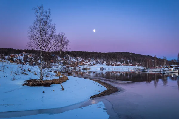 Dalarna 2018 Március Twilight Vidéken Dalarna Svédország — Stock Fotó