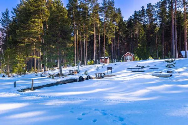 Falun Marzo 2018 Albergues Forestales Framby Udde Cerca Ciudad Falun — Foto de Stock