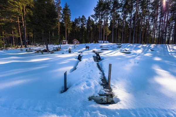 Falun Mars 2018 Petite Jetée Gelée Framby Udde Près Ville — Photo